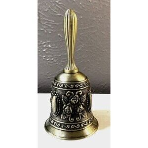 Ornately Embellished Brass Hand Bell 5" Tall